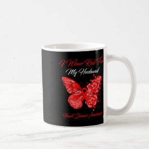 I Wear Red For My Husband Heart Disease Awareness Coffee Mug
