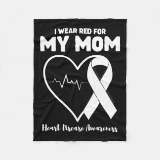 I Wear Red For My Mum Heart Disease Awareness Mont Fleece Blanket