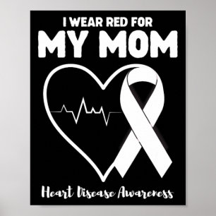 I Wear Red For My Mum Heart Disease Awareness Mont Poster
