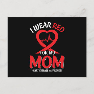 I Wear Red For My Mum Heart Disease Awareness Postcard