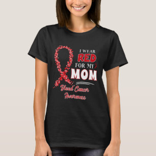 I Wear Red For My Mum Red Ribbon Blood Cancer Awar T-Shirt