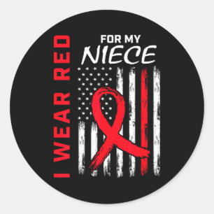 I Wear Red For My Niece Heart Disease Awareness Fl Classic Round Sticker