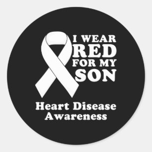 I Wear Red For My Son Heart Disease Awareness Mont Classic Round Sticker