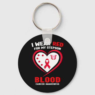 I Wear Red For My Stepson Blood Cancer Awareness Key Ring