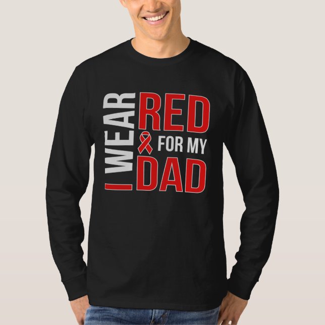 I Wear Red For My Stroke Survivor Dad Stroke Aware T-Shirt (Front)