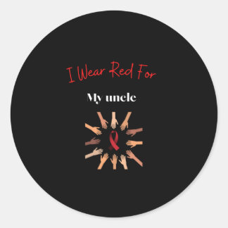 I Wear Red For My Uncle. Classic Round Sticker