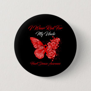 I Wear Red For My Uncle Heart Disease Awareness 6 Cm Round Badge