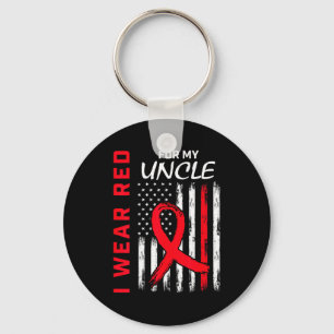 I Wear Red For My Uncle Heart Disease Awareness Fl Key Ring