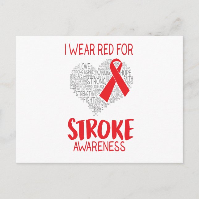 I Wear Red For Stroke Awareness Announcement Postcard (Front)