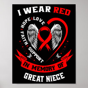 I Wear Red In Memory Of Great Niece Heart Disease Poster