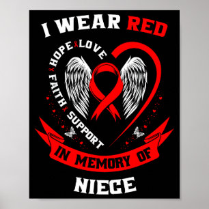 I Wear Red In Memory Of My Niece Heart Disease Awa Poster