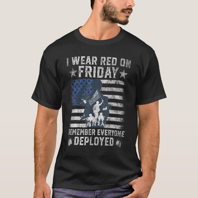 I Wear Red On Friday For Remember Everyone Deploye T-Shirt (Front)