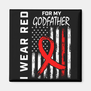 I Wear Red Ribbon For Godfather Heart Disease Awar Magnet
