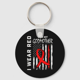 I Wear Red Ribbon For Godmother Heart Disease Awar Key Ring