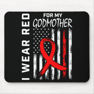 I Wear Red Ribbon For Godmother Heart Disease Awar Mouse Pad