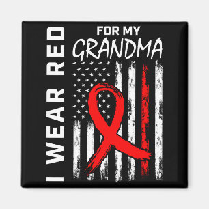 I Wear Red Ribbon For Grandma Heart Disease Awaren Magnet