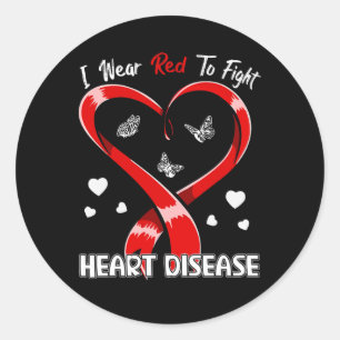 I Wear Red To Fight Heart Disease Awareness Chd Gi Classic Round Sticker