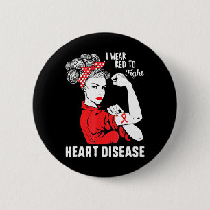 I Wear Red To Fight Heart Disease Awareness Chd Mo 6 Cm Round Badge