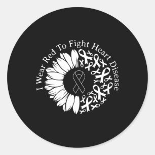 I Wear Red To Fight Heart Disease Awareness Go Red Classic Round Sticker