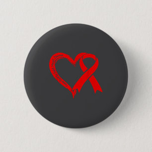 I Wear Red To Fight Heart Disease Awareness Heart 6 Cm Round Badge