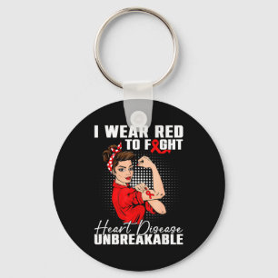 I Wear Red To Fight Heart Disease Awareness Messy  Key Ring
