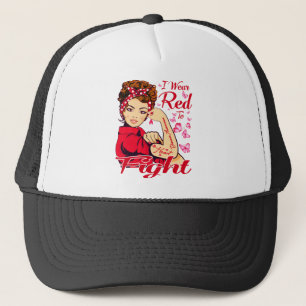 I Wear Red To Fight Heart Disease Awareness Trucker Hat
