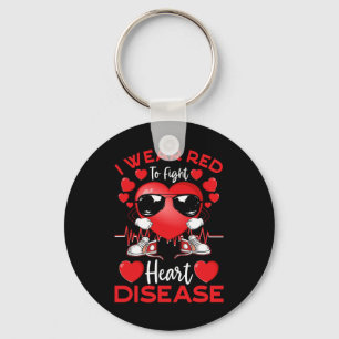 I Wear Red To Fight Heart Disease Red Heart And Su Key Ring