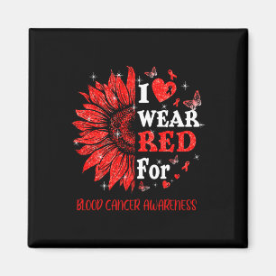 I wear Red Twinkle Heart Sunflower Blood Cancer Aw Magnet