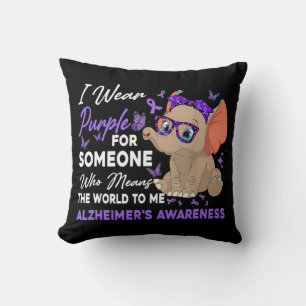 I Wear Ribbon Purple Elephant Cute Alzheimer's Awa Cushion