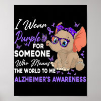 I Wear Ribbon Purple Elephant Cute Alzheimer's Awa