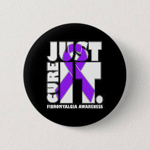 I Wear Ribbon Purple Fibromyalgia Awareness  6 Cm Round Badge