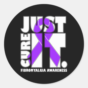I Wear Ribbon Purple Fibromyalgia Awareness  Classic Round Sticker