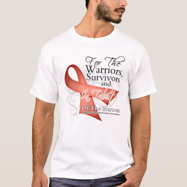I Wear Ribbon Tribute - Endometrial Cancer T-Shirt (Front)