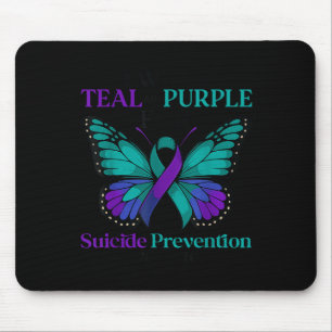 I Wear Teal & Purple Butterfly Suicide Prevent Mouse Pad