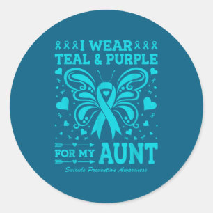 I Wear Teal & Purple For My Aunt Classic Round Sticker