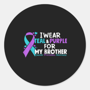 I Wear Teal & Purple For My Brother Suicide Pr Classic Round Sticker