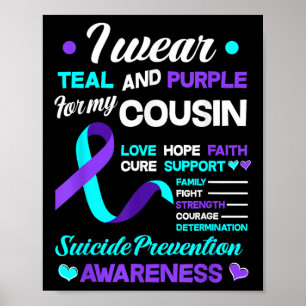 I Wear Teal &amp; Purple For My Cousin Suicide Pre Poster