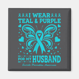 I Wear Teal & Purple For My Husband Magnet