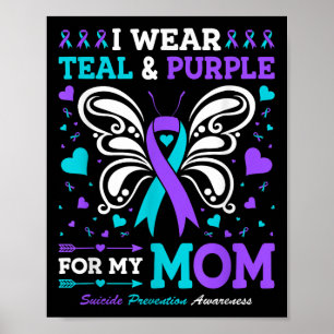 I Wear Teal & Purple For My Mum Poster