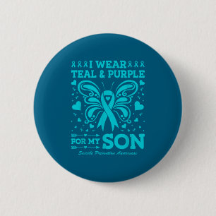 I Wear Teal &amp; Purple For My Son  6 Cm Round Badge