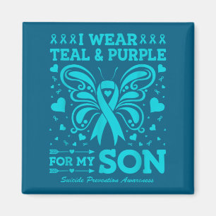 I Wear Teal &amp; Purple For My Son  Magnet