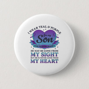 I Wear Teal &amp; Purple For My Son Suicide Preven 6 Cm Round Badge