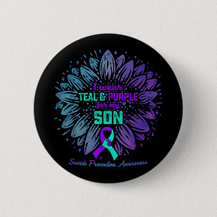 I Wear Teal & Purple For My Son Suicide Preven 6 Cm Round Badge