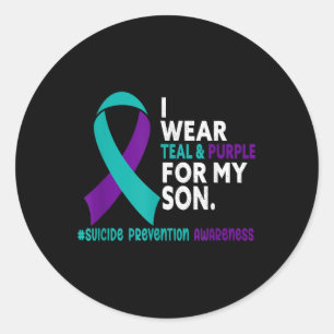 I Wear Teal &amp; Purple For My Son Suicide Preven Classic Round Sticker