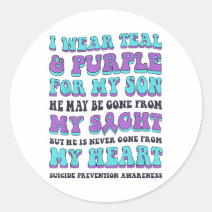 I Wear Teal &amp; Purple For My Son Suicide Preven Classic Round Sticker