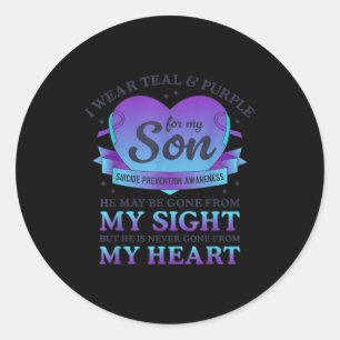 I Wear Teal & Purple For My Son Suicide Preven Classic Round Sticker