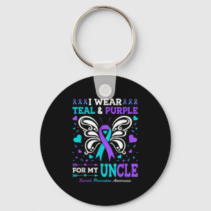 I Wear Teal &amp; Purple For My Uncle  Key Ring