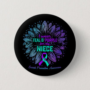 I Wear Teal &amp; Purple For Niece Suicide Prevent 6 Cm Round Badge