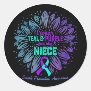 I Wear Teal &amp; Purple For Niece Suicide Prevent Classic Round Sticker