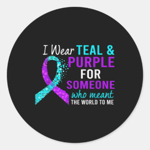 I Wear Teal & Purple For Suicide Prevention Aw Classic Round Sticker